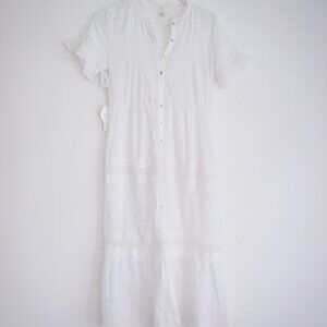 Wilfred by Aritzia White La Bohème Pilot Cotton Maxi Dress Cottagecore XS